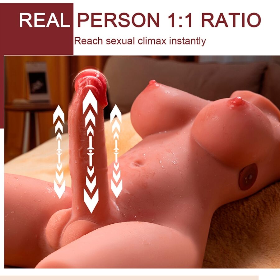 XISE - MIAH LADY BOY FEMALE TORSO WITH DILDO WITH VIBRATION AND THRUSTING 55 CM