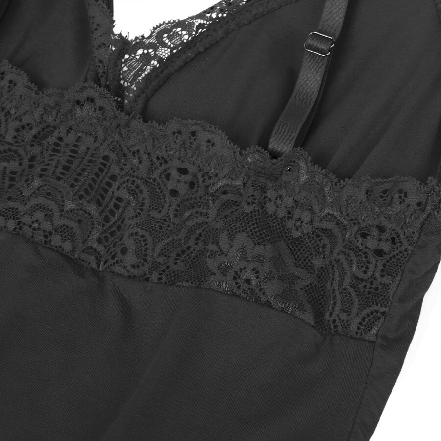 SUBBLIME - BLACK FLORAL LACE DETAIL TEDDY S/M